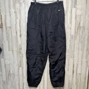 Vintage Y2k NIke Black Track Pants‎ Drill Ankle Zip Jogger Sweats Mens Large